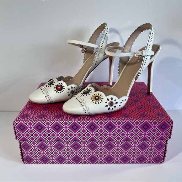 Tory Burch Heels Marguerite Nappa Ivory 9.5 - Used - Picture 2 of 16